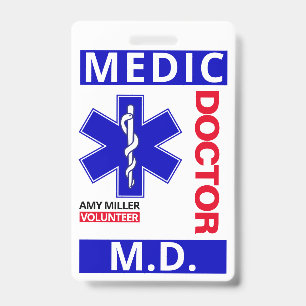 Badge Docteur en médecine bleue - Identifiant de volont