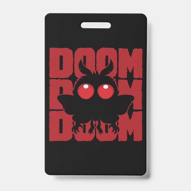 Badge DOOM DOOM DOOM Kawaii Mothman Créature Cryptide (Avant)