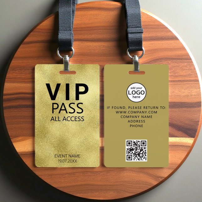 Badge doré d'événement avec code QR d'accès total  (Créateur téléchargé)