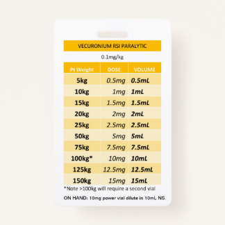 Badge Doses rapides RE : Paralyse Vecuronium et Rocuroni