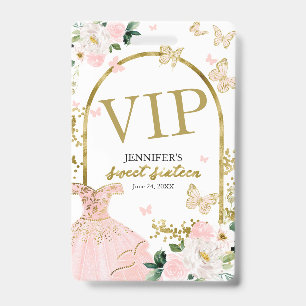 Badge Douce 16 Fleurs Roses Anniversaire 16 Anniversaire