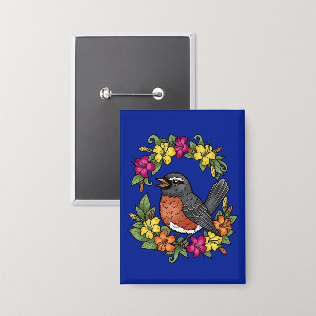 Badge Douce Oiseau du Connecticut Avec Mirabilis (Recto/Verso)
