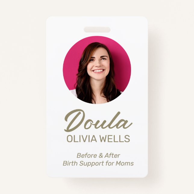 Badge Doula Naissance | Photo de l'entraîneur postpartum (Devant)