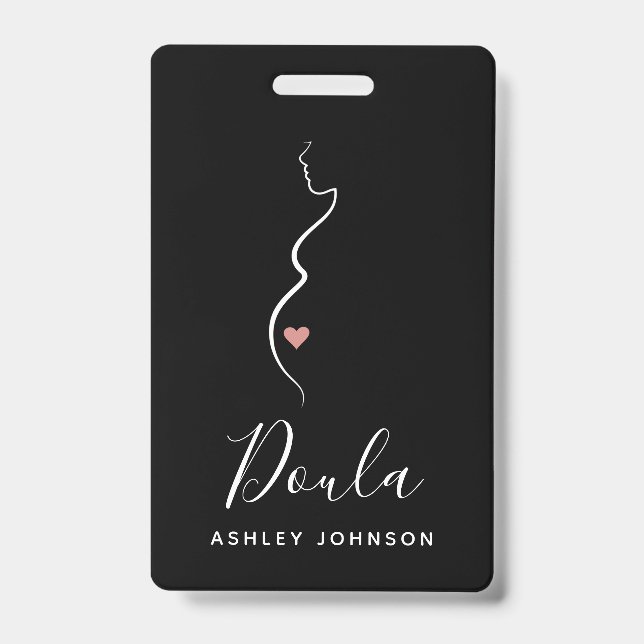 Badge Doula Simple Minimal Nettoyer Noir & Blanc Classiq (Avant)