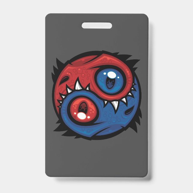 Badge Dragons Yin Yang Rouge et Bleu (Avant)