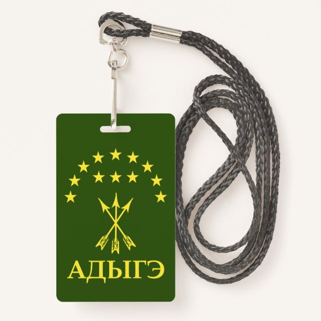 Badge Drapeau Adiga Design Pour Cerkess Circassien - Adi (Devant avec lanière)
