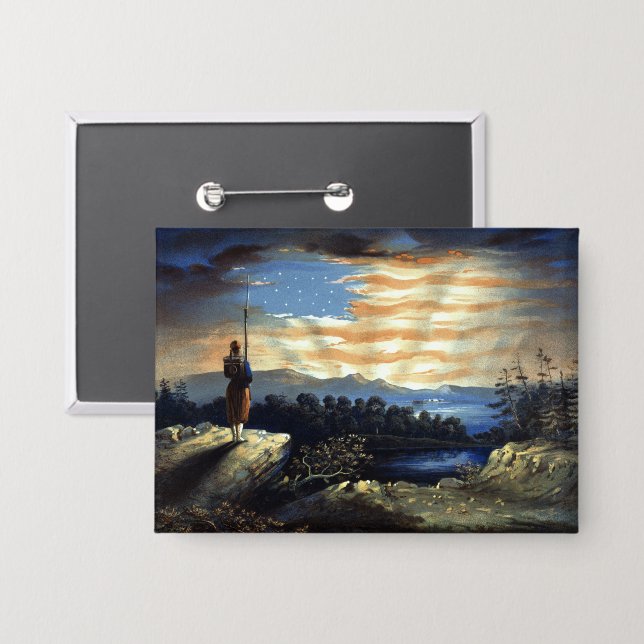 Badge Drapeau américain céleste dans le ciel, Zouave Gue (Recto/Verso)