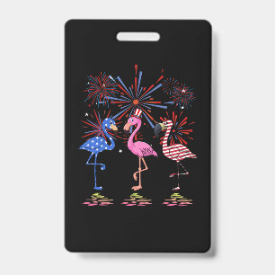 Badge Drapeau américain flamant rose pour le 4 juillet
