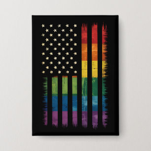 Badge Drapeau américain USA Arc-en-ciel Fierté Gay Lesbi