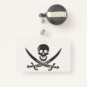 Badge Drapeau de crâne obsidien Drapeau de pirate Calico