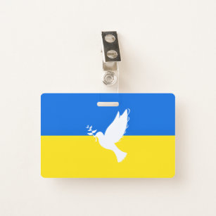 Badge Drapeau de l'Ukraine - La colombe de la paix - Lib
