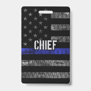 Badge Drapeau de police principal en détresse