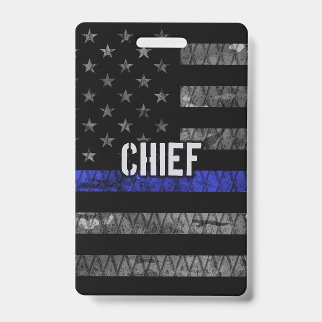 Badge Drapeau de police principal en détresse (Avant)