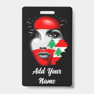 Badge Drapeau du Liban et carte sur le visage d'une fill