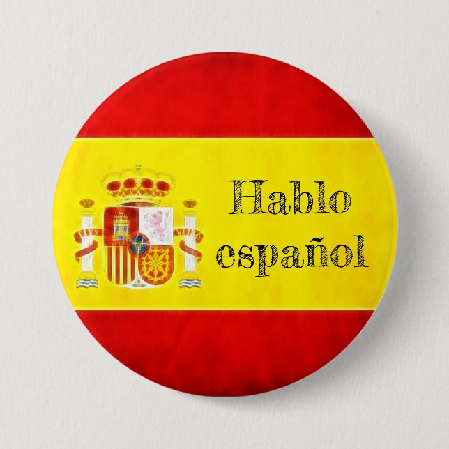 Badge drapeau Espagne "Hablo español" (Devant)