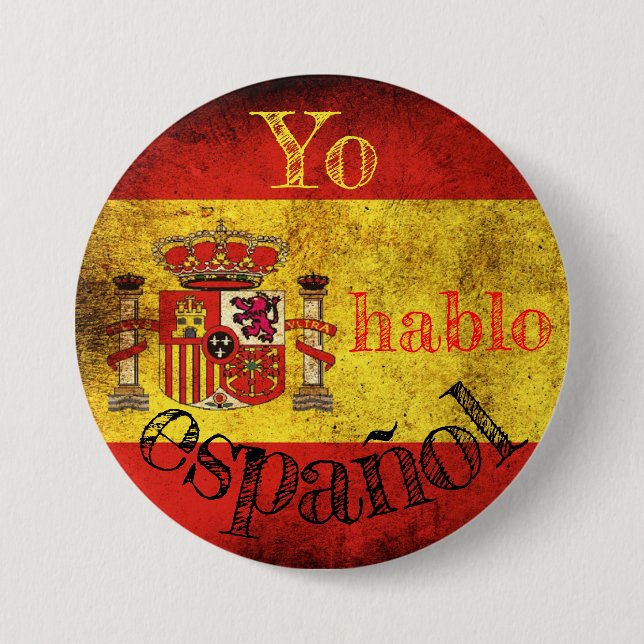 Badge drapeau Espagne "Yo hablo español" (Devant)