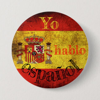 Badge drapeau Espagne "Yo hablo español"