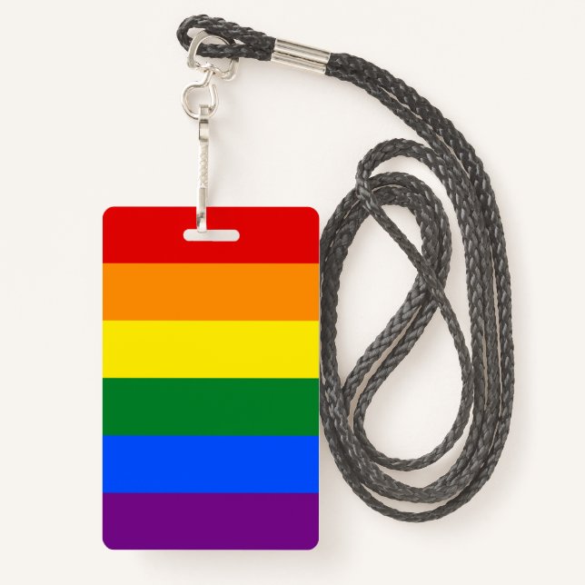 Badge Drapeau Gay pride arc-en-ciel LGBT (Derrière avec lanière)