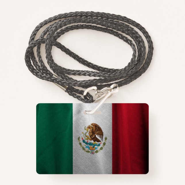 Badge Drapeau mexicain (Devant avec lanière)