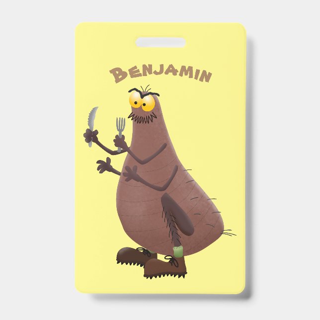 Badge Drôle affamé pulette affamée dessin animé (Avant)