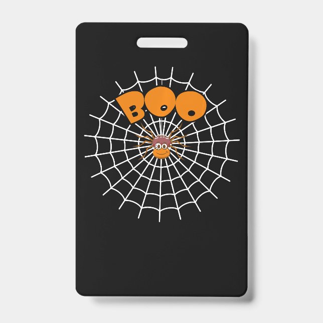 Badge Drôle Boo Spider Web Halloween long manches (Avant)