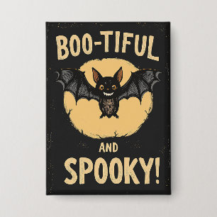 Badge Drôle de Boo-tiful et chauve-souris effrayante Hal