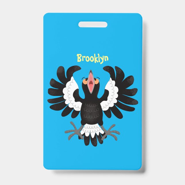 Badge Drôle dessin animé de Magpie australienne (Avant)