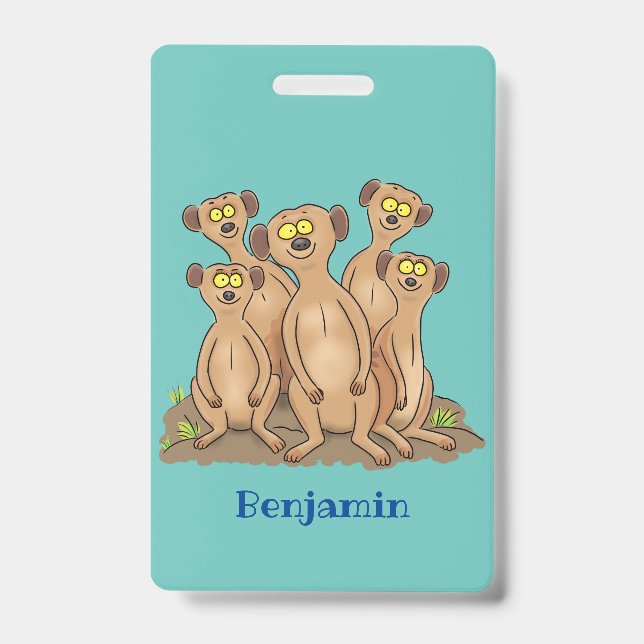 Badge Drôle dessin de la famille meerkat (Avant)