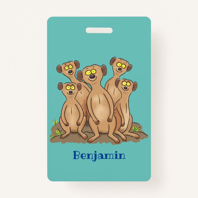Badge Drôle dessin de la famille meerkat (Devant)