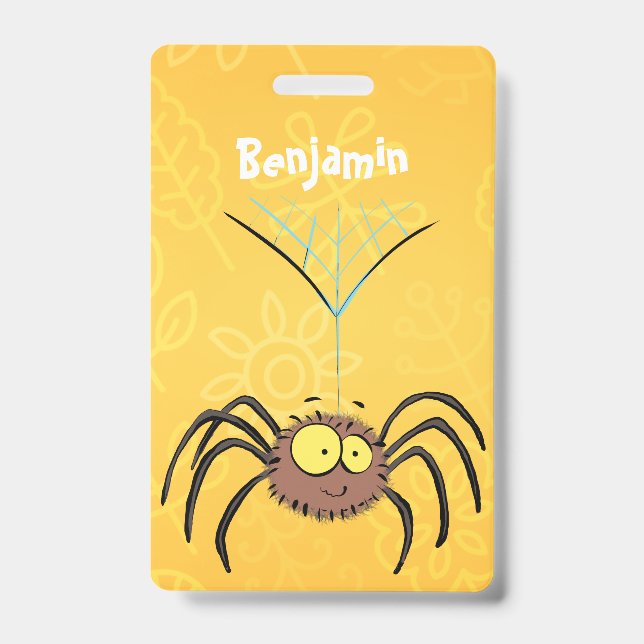 Badge Drôle mignon dessin animé d'araignée moelleuse (Avant)