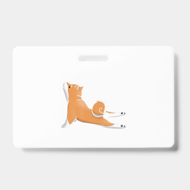 Badge drôle shiba inu chien yoga poser cadeau d'annivers (Face)