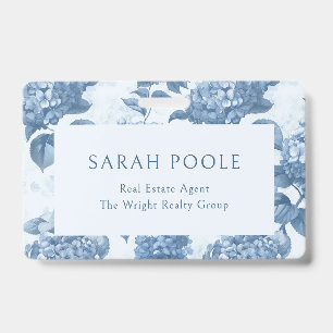 Badge Dusty Blue Hydrangea Élégant agent immobilier