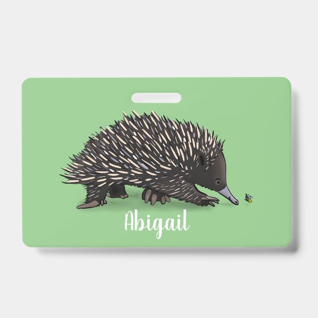 Badge Echidna mignonne avec dessin animé d'abeille (Avant)