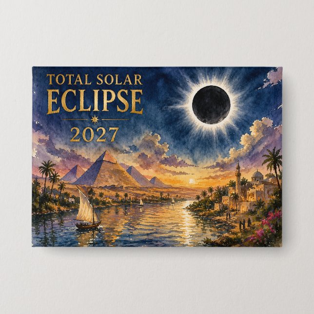 Badge Éclipse solaire totale de 2027 en Égypte (Recto)