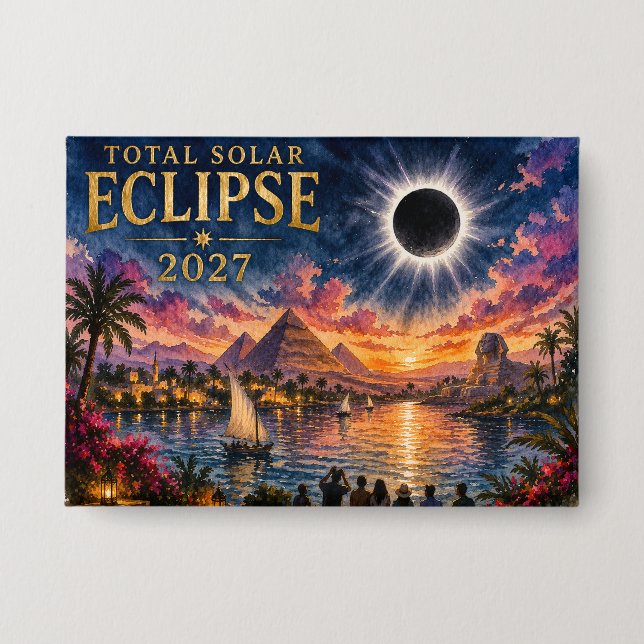 Badge Éclipse solaire totale de 2027 en Égypte (Recto)