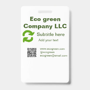 Badge Eco green nom de l'entreprise q r code site intern
