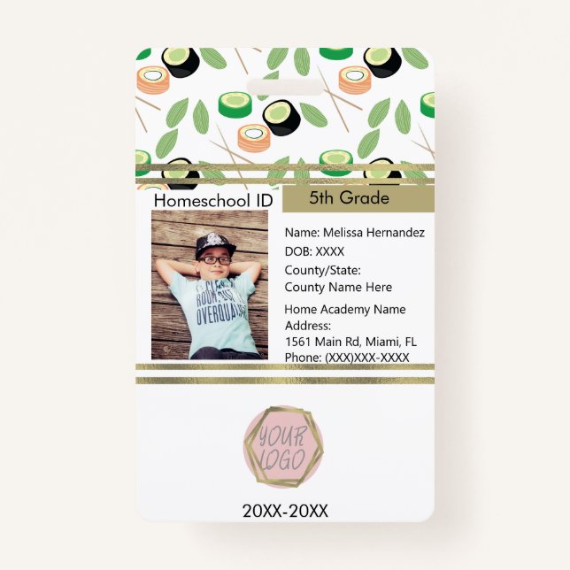 Badge École à domicile Non scolarisé Privé Étudiant Sush (Devant)