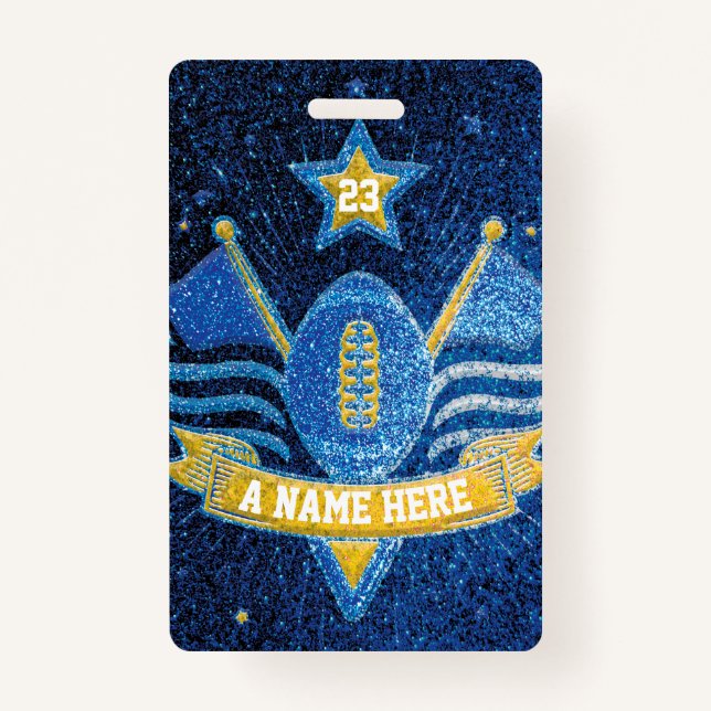 Badge École de Parties scintillant Blue & Gold Football  (Devant)