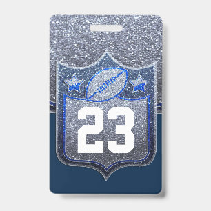 Badge École de Parties scintillant Blue & Silver Footbal