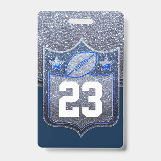 Badge École de Parties scintillant Blue & Silver Footbal