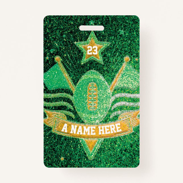 Badge École de Parties scintillant Green & Gold Football (Devant)