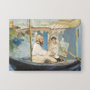 Badge Edouard Manet - Monet Peinture sur son Studio Boat