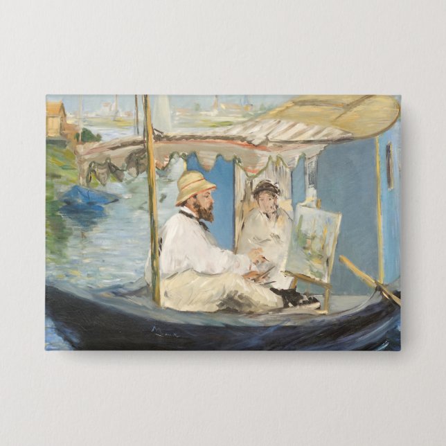 Badge Edouard Manet - Monet Peinture sur son Studio Boat (Recto)