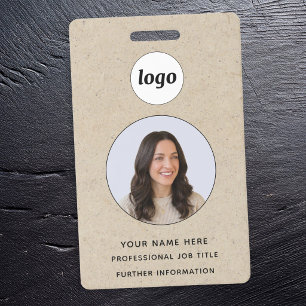 Badge Effet papier marron pour photo d'identité professi
