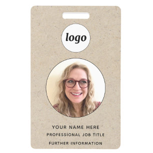 Badge Effet papier marron pour photo d'identité professi