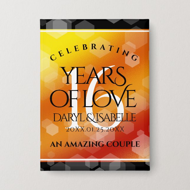 Badge Élégant 16ème anniversaire de Mariage de Topaz d'o (Recto)