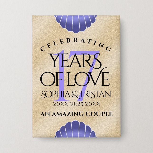 Badge Élégant 17ème anniversaire de Mariage des obus (Recto)