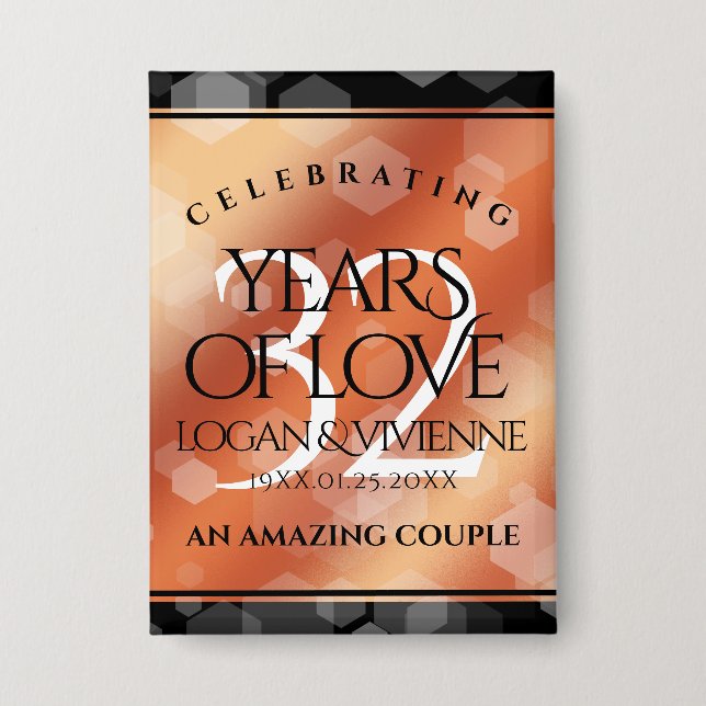 Badge Élégant 32ème anniversaire de Mariage de bronze (Recto)