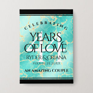 Badge Élégant 44ème anniversaire de Mariage turquoise