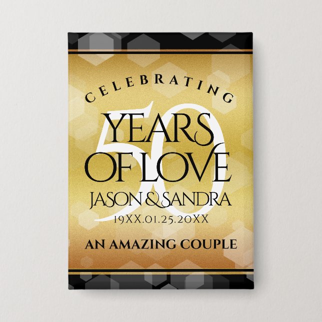 Badge Élégant 50e anniversaire de Mariage d'or (Recto)